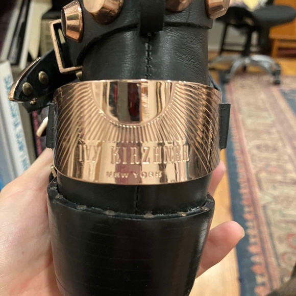 Ivy Kirzhner Black Rose Gold Studded Leather Boots Size 10 (fits like 9) - Picture 7 of 11